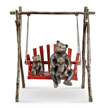 SPI Bear & Cubs on Porch Swing Garden Sculpture 21108